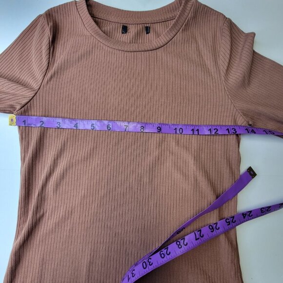 BROWN Long Sleeve Top Ruffled Bell Sleeves Top Size XS/S - Picture 5 of 9